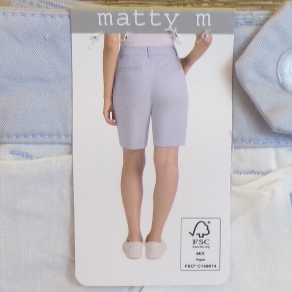 MATTY M 2 Pair Women's NWT Bermuda Shorts Flat Front Navy Blue & Blue - Sm - Picture 7 of 10